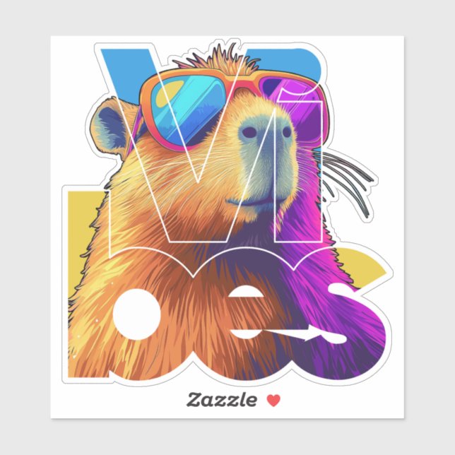 Vibes Capybara Retro Design Sticker (Sheet)