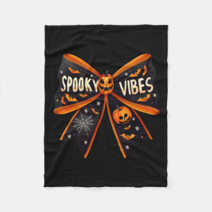 Vibes Coquette Bow Groovy Halloween Women Girls Ki Fleece Blanket