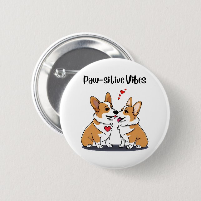  Vibes Corgis in Love Button (Front & Back)
