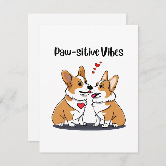  Vibes Corgis in Love Note Card (Front/Back)