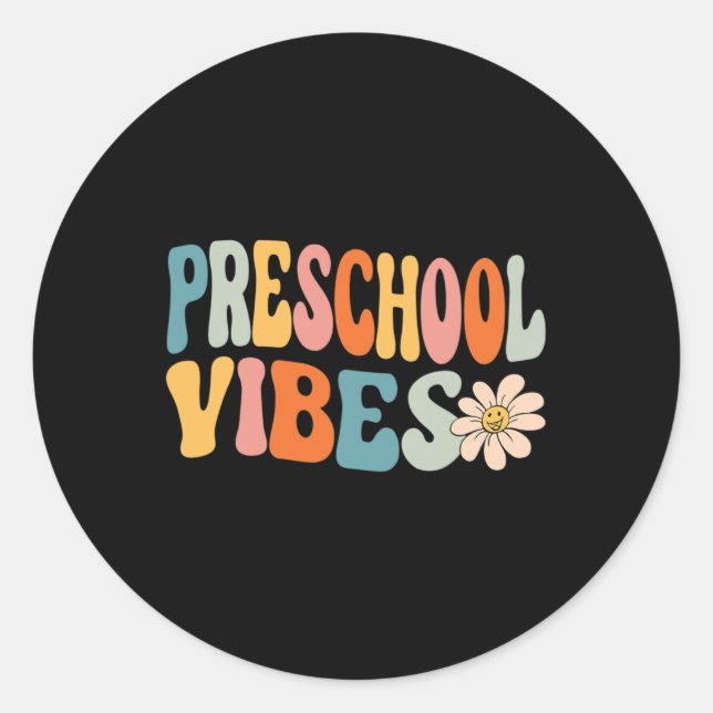 Vibes Cute Retro Back To School  Classic Round Sticker (Front)