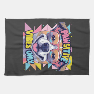 Vibes Only Funny Dog T-Shirt � Cool Dog Kitchen Towel