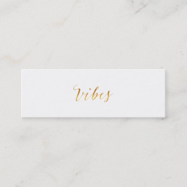 Vibes Quote Gold Faux Foil Vibe Quotes Metallic Mini Business Card (Front)