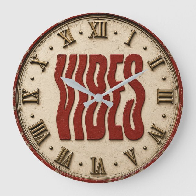 Vibes Retro Typography Large Clock (Front)