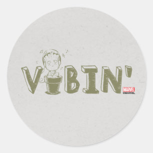 Vibin' Groot Typography Graphic Classic Round Sticker