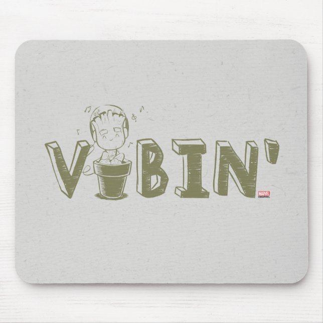 Vibin' Groot Typography Graphic Mouse Pad (Front)