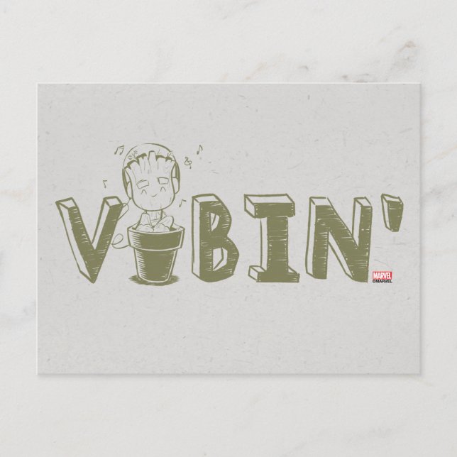 Vibin' Groot Typography Graphic Postcard (Front)