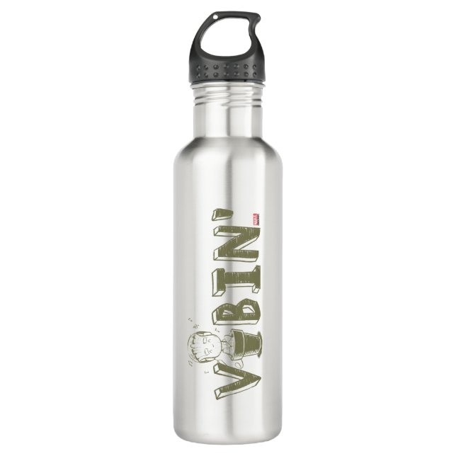 Vibin' Groot Typography Graphic Stainless Steel Water Bottle (Front)