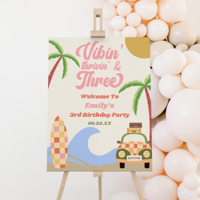 Vibin' & Three 3rd Birthday Party Welcome Sign (Creator Uploaded)