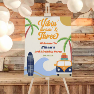 Vibin' & Three 3rd Birthday Party Welcome Sign