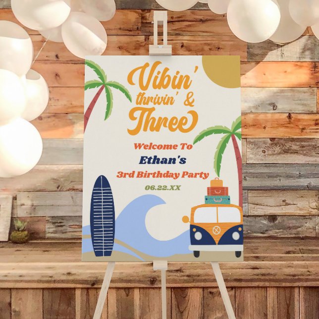 Vibin' & Three 3rd Birthday Party Welcome Sign (Creator Uploaded)