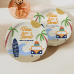 Vibin' & Three Surf Board Blue 3rd Birthday Party Paper Plates<br><div class="desc">These are Vibin' Thrivin' & Three Surf Board Blue 3rd Birthday Party Paper Plates!</div>