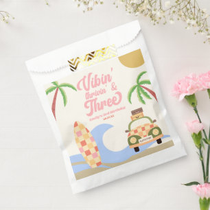 Vibin' & Three Surf Pink 3rd Birthday Party Favor Bag