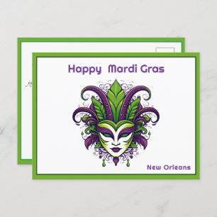 💚💜💛Vibrance of Mardi Gras Postcard