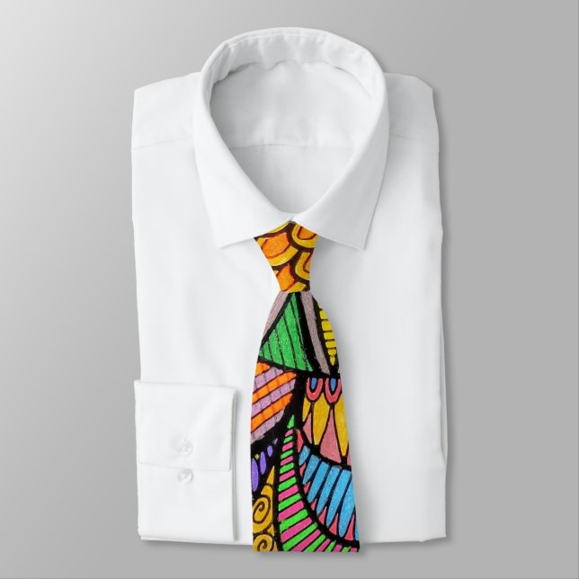 vibrang abstract patterrn neck tie (Tied)