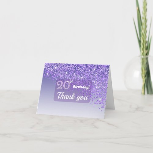Vibrant 30th Birthday Purple Glitter Thank You Car Card