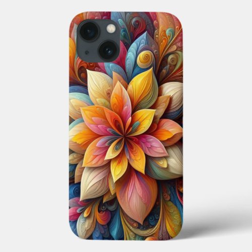 Vibrant 3D Abstract Floral Oil Texture Art iPhone 13 Case