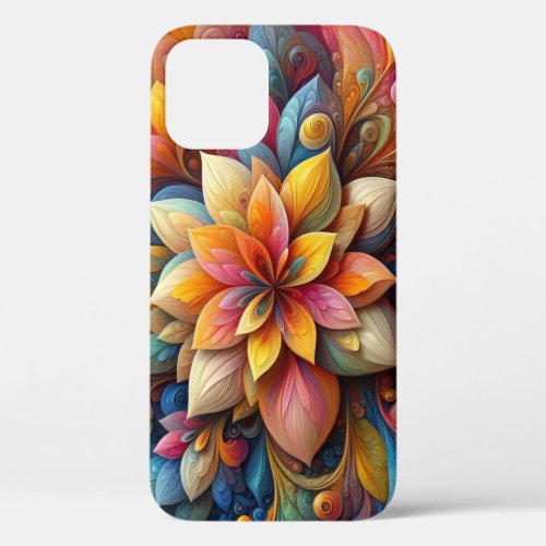 Vibrant 3D Abstract Floral Oil Texture Art iPhone 12 Case