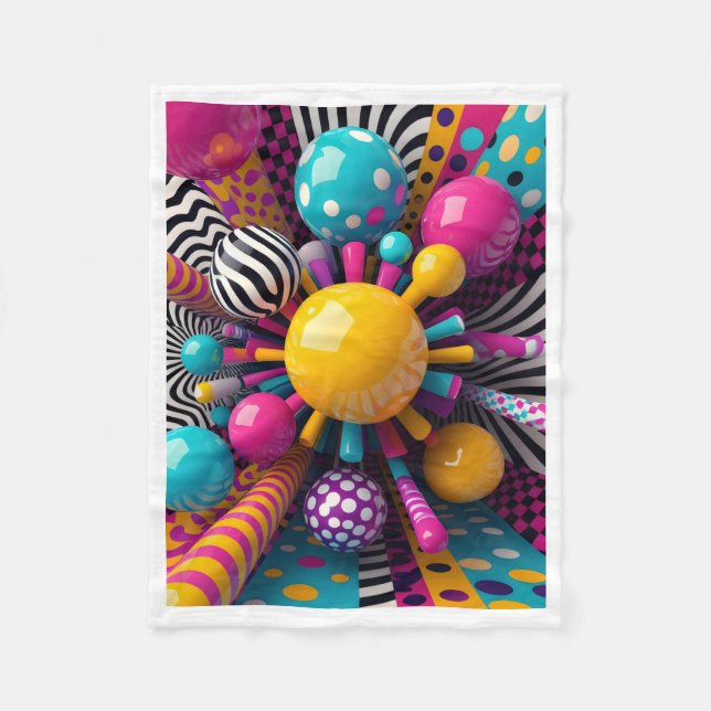 Vibrant 3D Abstract Spheres and Patterns Blanket (Front)
