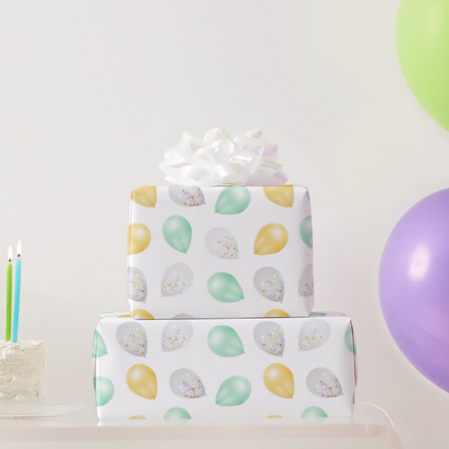 Vibrant 3D Balloons Gift Wrap (Party Gifts)