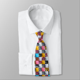 Vibrant 3D Checkerboard – Playful Retro Pop Neck Tie