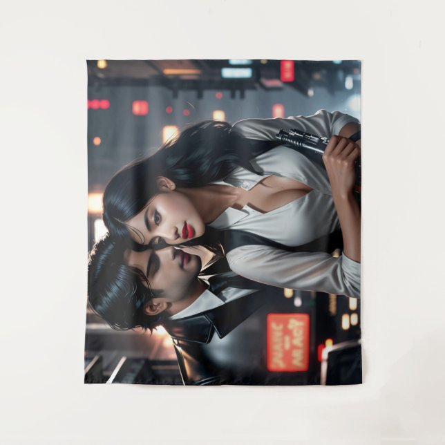 Vibrant 3D Colorful Digital Art Tapestry large (Front)