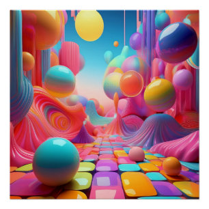 Vibrant 3D Fantasy Abstract – Colorful Art Poster