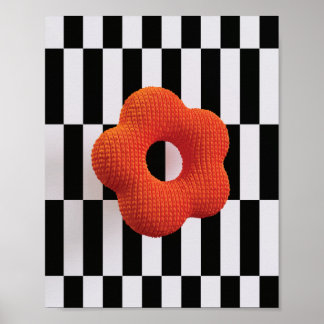 Vibrant 3D flower orange and black & white - print