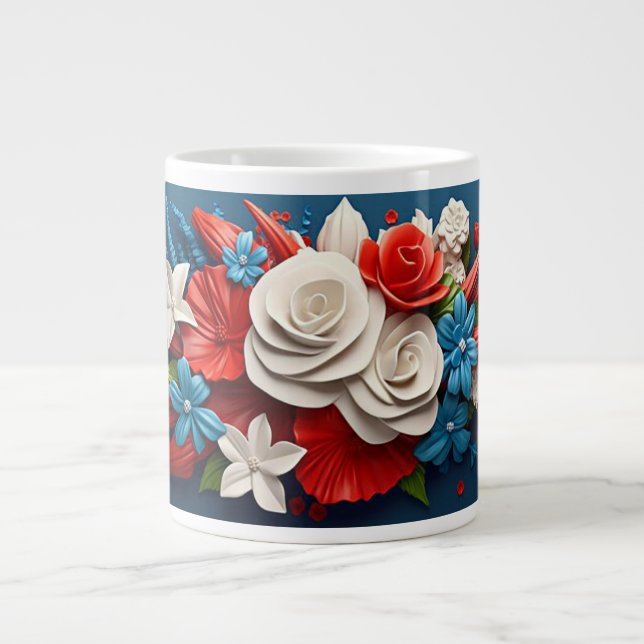Vibrant 3d flowers giant coffee mug (Front)