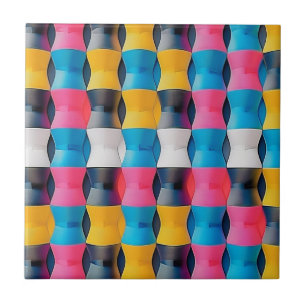 Vibrant 3D Hourglass Geometric Pattern Ceramic Tile