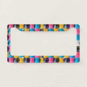Vibrant 3D Hourglass Geometric Pattern License Plate Frame