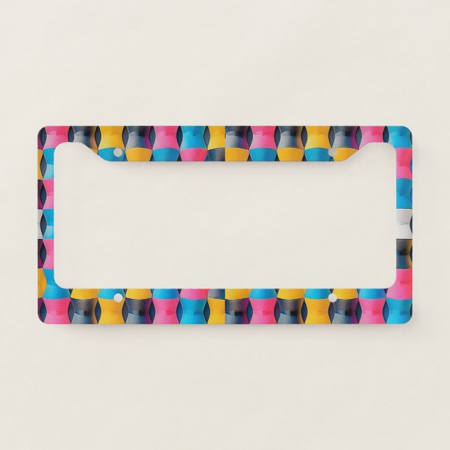Vibrant 3D Hourglass Geometric Pattern License Plate Frame (Front)