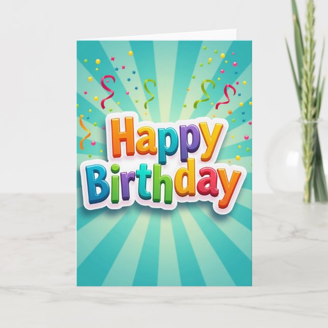 Vibrant 3D Letter Birthday Card (Front)