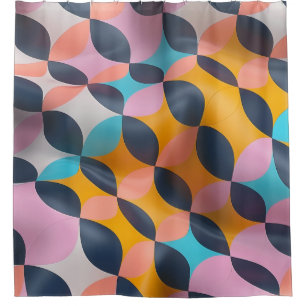 Vibrant 3D Petal Geometry Pattern in Bold Colors Shower Curtain