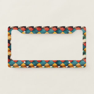 Vibrant 3D Petal Wave Geometric in Bold Color License Plate Frame