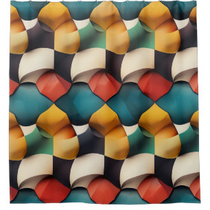 Vibrant 3D Petal Wave Geometric in Bold Color Shower Curtain