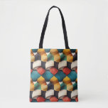 Vibrant 3D Petal Wave Geometric in Bold Color Tote Bag