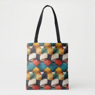 Vibrant 3D Petal Wave Geometric in Bold Color Tote Bag