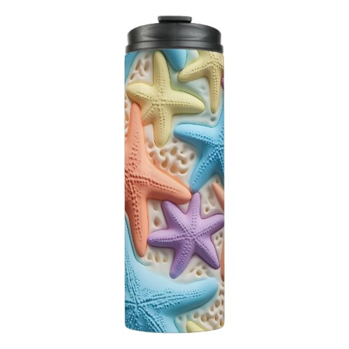 Vibrant 3D Starfish Colorful Wrap Design  Thermal Tumbler