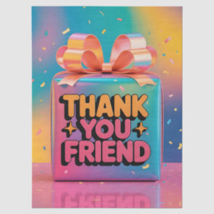 Vibrant 3D Thank You Friend Gift Box with Confetti Tissue Paper