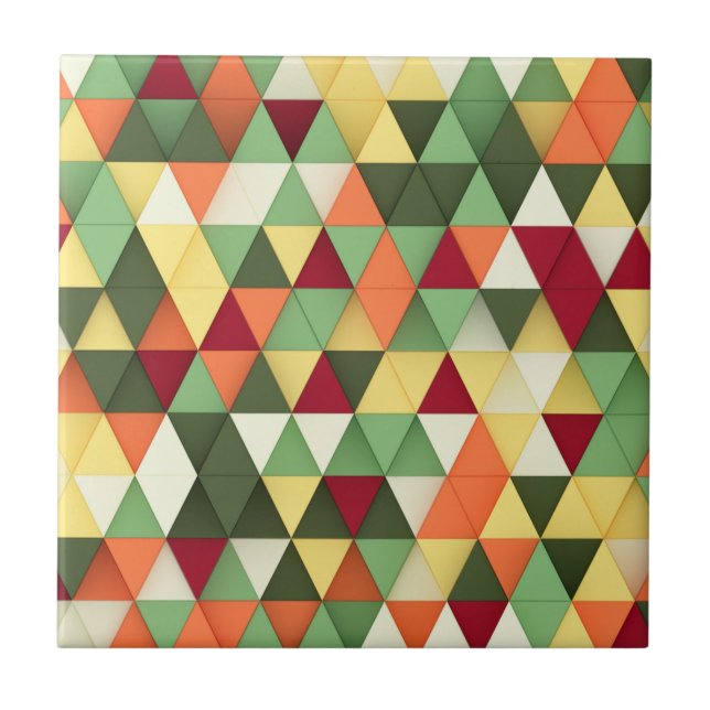 Vibrant 3D Triangle Blocks Ceramic Tile (Front)