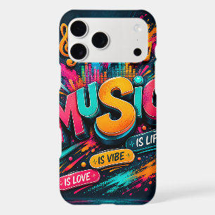 Vibrant 3D Typography Music is Life Paint Splatter iPhone 17 Pro Max Case