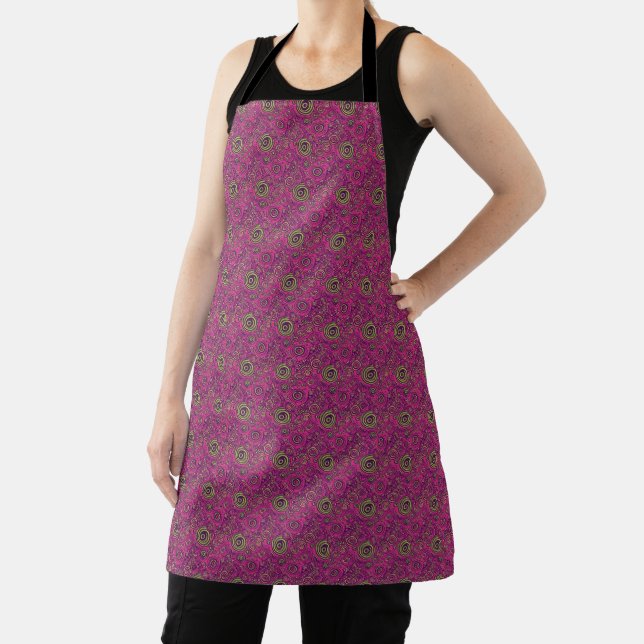 Vibrant 60s Psychedelic Paisley Retro Swirl Apron (Insitu)