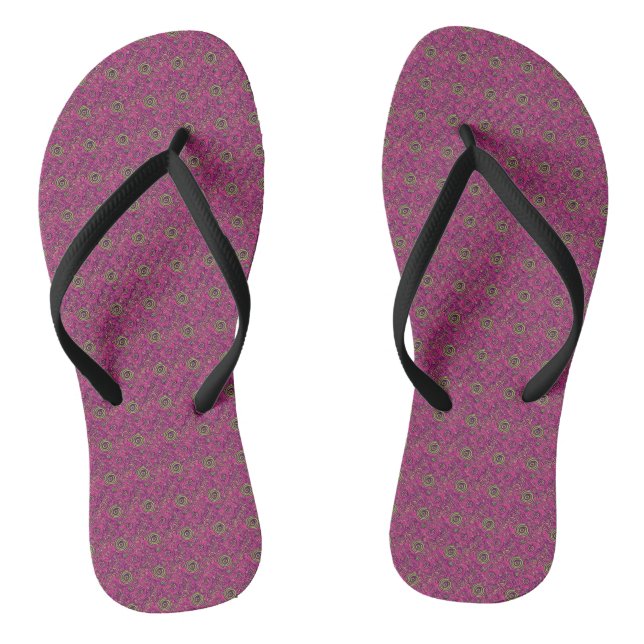 Vibrant 60s Psychedelic Paisley Retro Swirl Flip Flops (Footbed)