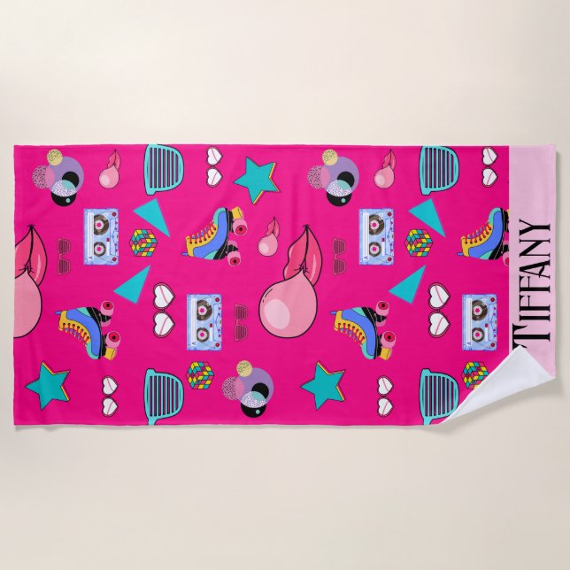 Vibrant 80s design beach towel (Front)