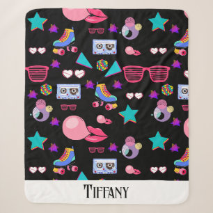 Vibrant 80s design sherpa blanket