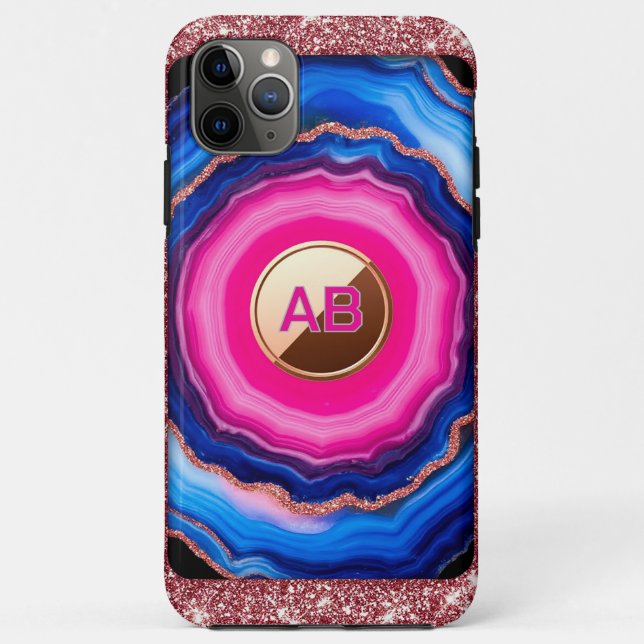 Vibrant Abstract Agate Pattern with Glittering Case-Mate iPhone Case (Back)