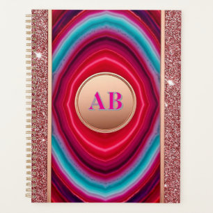 Vibrant Abstract Agate Pattern with Glittering Planner