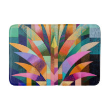 Vibrant Abstract Agave Bath Mat
