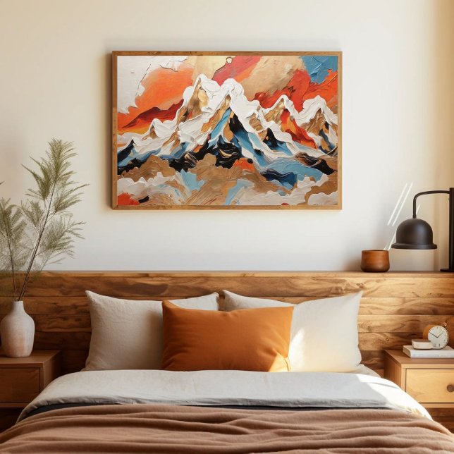 Vibrant Abstract Alpine Mountain Landscape  Poster (Creator Uploaded)